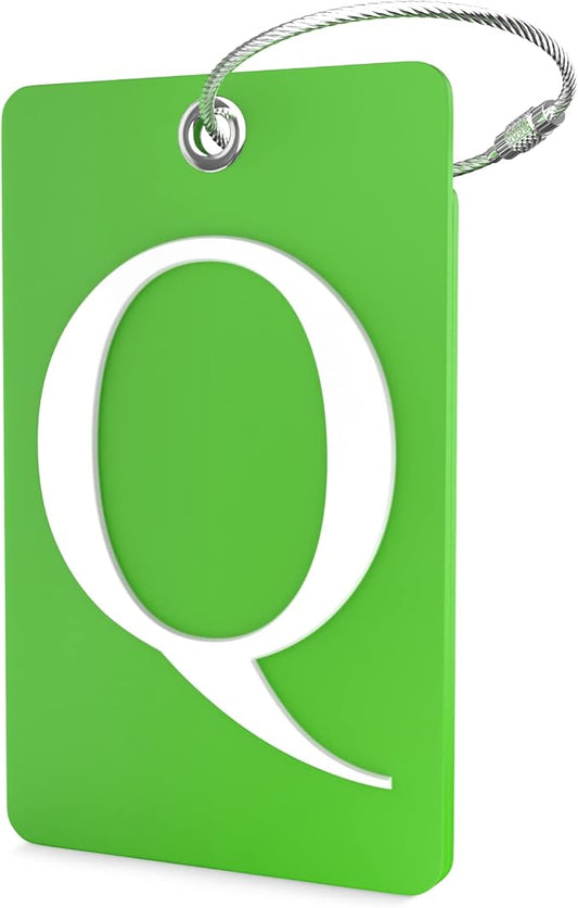Shacke Luggage Tag Initial - Fully Bendable Tag w/Stainless Steel Loop (Q)