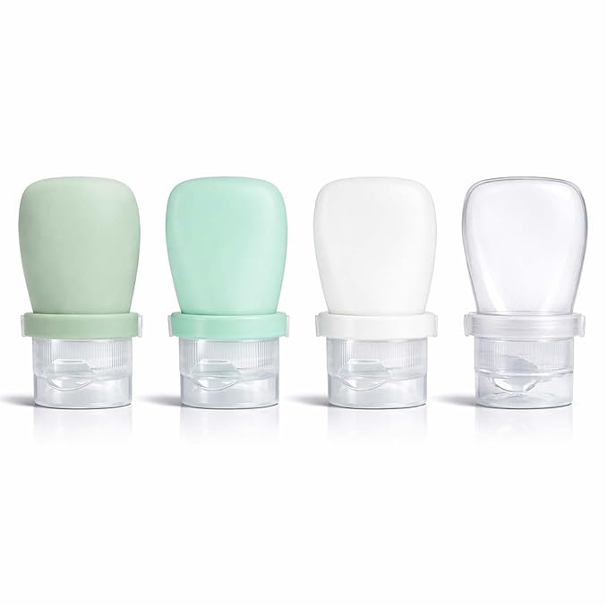 1 oz Silicone Travel Bottles, Leakproof Squeeze Bottle Mini Travel Size Container for Toiletries Lotion Shampoo and Conditioner Liquid Salad Dressing to go Condiment, TSA Approved, 4 Pack