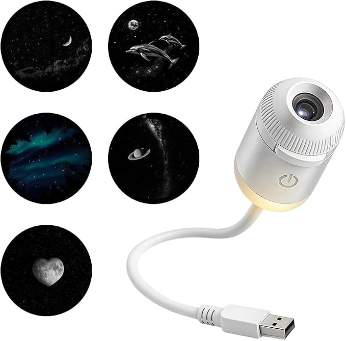 2-in-1 Galaxy Projector Night Light, New USB Star Projector with Adjustable Brightness, Mini Galaxy Light Projector for Bedroom Ceiling Wall Room Decor (24 Projection Films) (5 Projection Films-A)