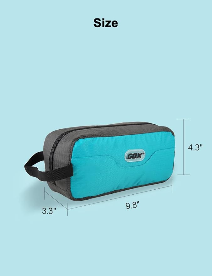 GOX Travel Small Toiletry Bag for Men Nylon Dopp Kit Medicine Bag Travel Organizer Pouch Shave Kits for Teens Toiletry Essentials Bathroom Compact (Turquoise, 9.8 * 4.3 * 3.3 Inches)