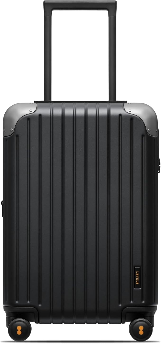 LEVEL8 Carry on Luggage Airline Approved, Hardshell Suitcases with Spinner Wheels, Lightweight PC Luggage, 20 inch, Black
