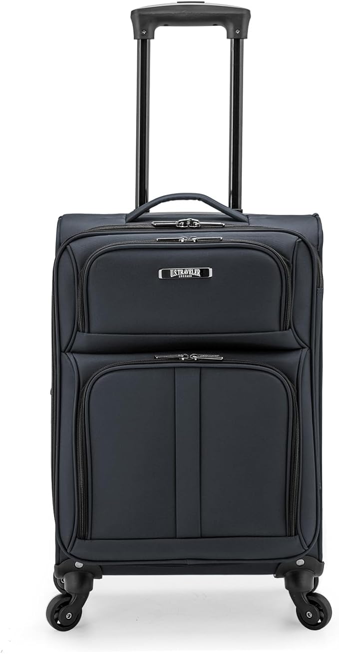 U.S. Traveler Anzio Softside Expandable Luggage with Spinner Wheels, Dark Grey, 22-Inch Carry-on