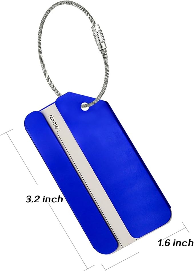 5Pack Blue Aluminum Luggage Tags, Luggage Tag Holders for Travel Luggage Baggage Identifier by Ovener
