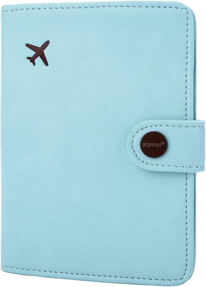ZOPPEN Passport Holder Women, Passport Cover Travel Wallet Rfid Blocking Passport Wallet Cover Case Travel Essentials Document Organizer, Paradise Blue