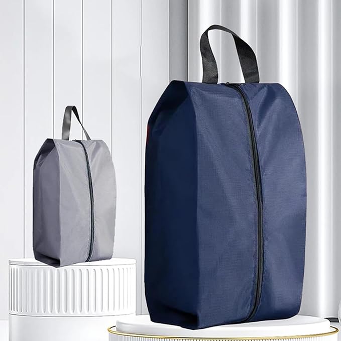 5Pcs Large Travel Shoe Bags Portable Travel Gifts Shoe Organizer with Zipper Closure, Waterproof Nylon Shoe Storage Organizer with Handle Travel Bags For Men and Women, Navy