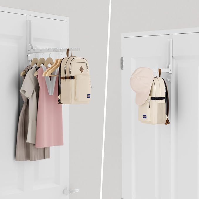 Over The Door Hanger Folding Clothes Drying Rack, Double Fold Hanging Door Hooks Coat Rack with Hooks for Indoor Laundry Room Compact Small Space Foldable Portable Door Hanger Hook Collapsible- 1 Pack
