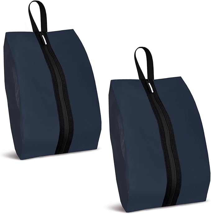 Shoe Bags for Travel, Set of 2 Pack Shoe Travel Bags for Packing, Large Waterproof Portable Travel Shoe Bag with Zipper Travel Essentials Women for and Men (Navy Blue, 2-Pack)