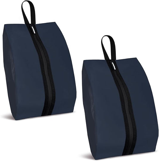Shoe Bags for Travel, Set of 2 Pack Shoe Travel Bags for Packing, Large Waterproof Portable Travel Shoe Bag with Zipper Travel Essentials Women for and Men (Navy Blue, 2-Pack)