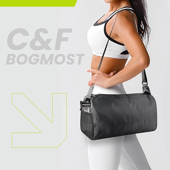 C&F BOGMOST Small Travel Duffel Bag with Shoe Compartment Foldable Waterproof Gym Bags for Gym Beach Swim Men Women Duffle Bags Lightweight Oxford Cloth Sports Bag-Dark green