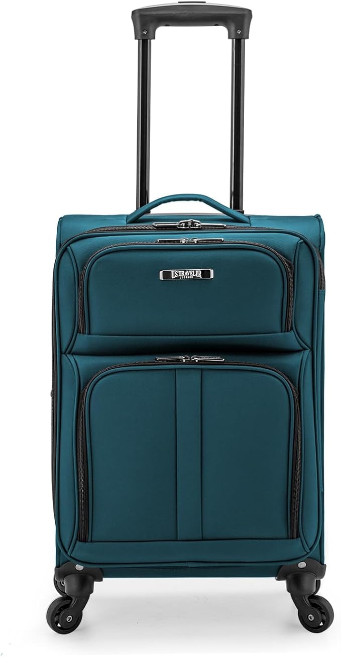 U.S. Traveler Anzio Softside Expandable Luggage with Spinner Wheels, Teal, 22-Inch Carry-on
