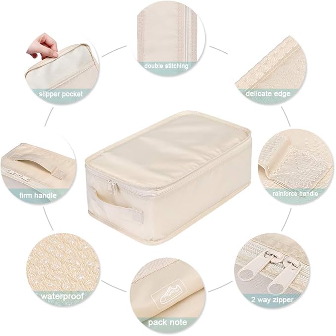 Travel Shoe Bags, Foldable Waterproof Shoe Pouches Organizer-Double Layer (2 Lavender Shoe Bag)