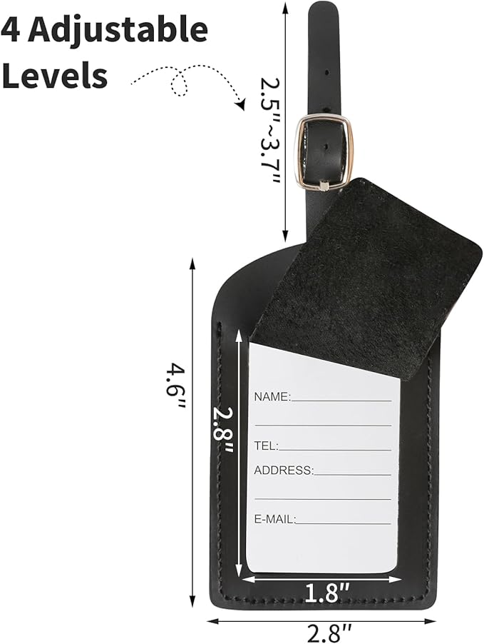 Ringsun Genuine Leather Luggage Tag for Suitcases ID Tags Bag Tags for Luggage (4 Pack)