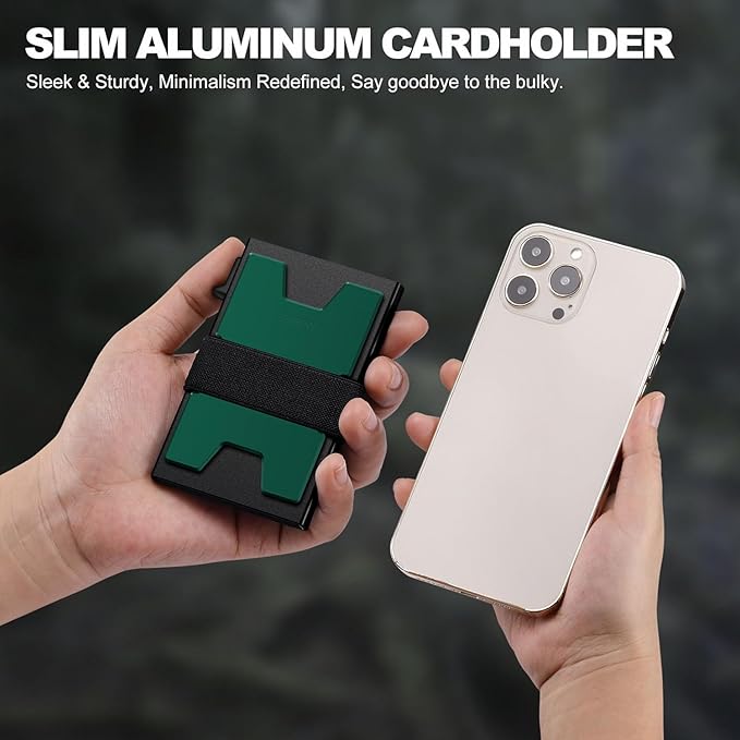 SEMORID Slim Aluminum Card Holder Wallet for Men, Durable Expandable Backplate, RFID Blocking Minimalist Metal Pop Up Wallet, Holds 12+ Cards Plus Cash
