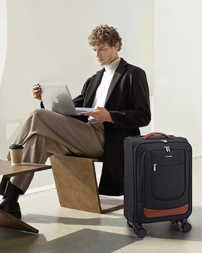LOVEVOOK Carry On Luggage 22x14x9 Airline Approved, Softside Suitcase with Spinner Wheels for Men Women, 22 Inch Rolling Luggage with TSA Lock Multiple Compartments for Travel Business Trip