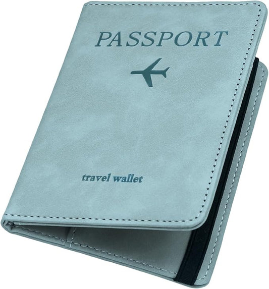 ILIYAH-Passport Cover-Passport Holder Travel Wallet-RFID Blocking Passport Case Travel Accessories Card Holder Wallet Unisex Travel Gifts (Blue)
