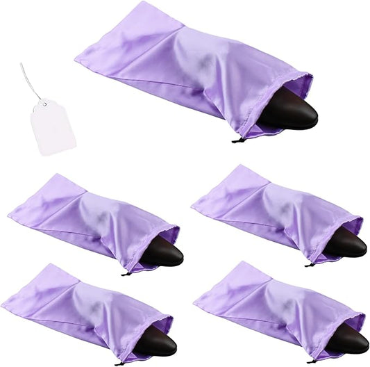 GONGKANGYUAN 4 Pack Shoe Bags for Travel Satin Fabric Shoe Bag with Drawstring for Men Women Travel Protecting Storing Shoes (Violets)