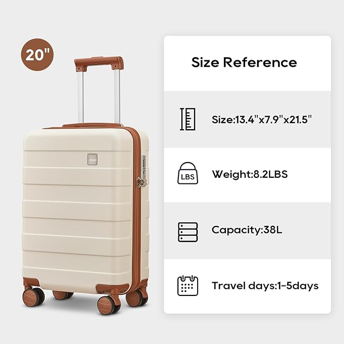 imiomo Carry on Luggage 22x14x9 Airline Approved, Hardside 20 Inch Carry-on Suitcases with Spinner Wheels and TSA Lock