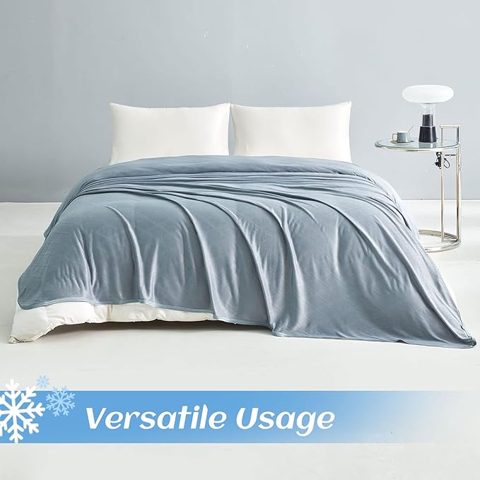 Ailemei Direct 【Upgraded Fabric Cooling Throw Blanket for Hot Sleepers, Lightweight Breathable Summer Bed Blankets, Q-Max >0.5 Jade Fiber,Keep Body Cool Hot Flashes Night Sweats,50"x70"