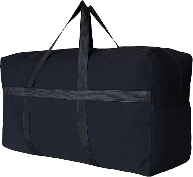 Extra Large Storage Canvas Duffle Bag with Zippers and Handles, Big Foldable Duffle Bag for Travel 80L