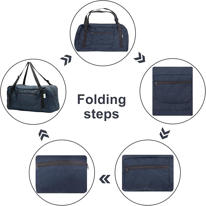 HOLYLUCK Foldable Travel Duffel Bag For Women & Men Luggage Great for Gym (Navy Blue)