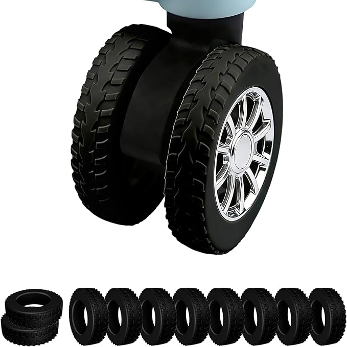 10 Pcs Luggage Wheel Covers,Silicone Protective Covers for 2-2.4" Suitcases Spinner Wheel,Upgraded Wear-Resistant, Silent, Shock Absorption Luggage Travel Accessories(Black)