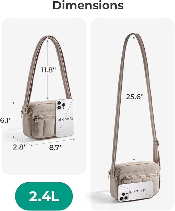 BAGSMART Cross Body Purse, Mini Crossbody Bags for Women Travel Purse, Puffy Shoulder Handbag Wallet with RFID Blocking Slots, Dark Brown