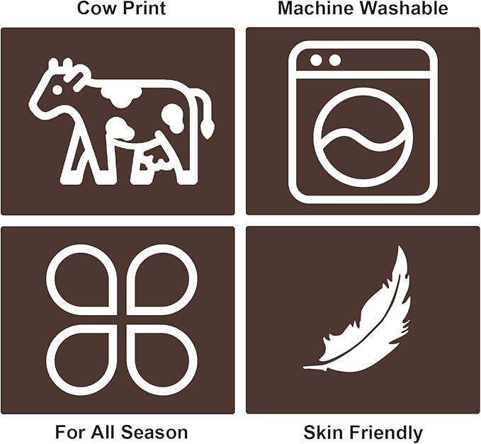 Soft Cow Print Blanket, Ultra Cozy Cow Throw Blanket for Couch Bed and Travel, Cow Decor Throw Blankets for All Seasons 50"x60"
