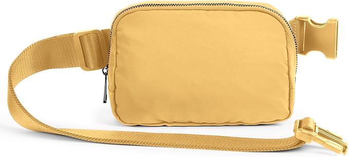 ODODOS Unisex Mini Belt Bag with Adjustable Strap Small Fanny Pack for Workout Running Traveling Hiking, Buff Yellow
