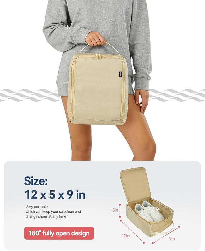 Gloppie Shoe Bags for Travel - Portable Shoes Storage Bag, Shoe Pouch, Shoe Packing Cubes for Men Women - Sahara Beige
