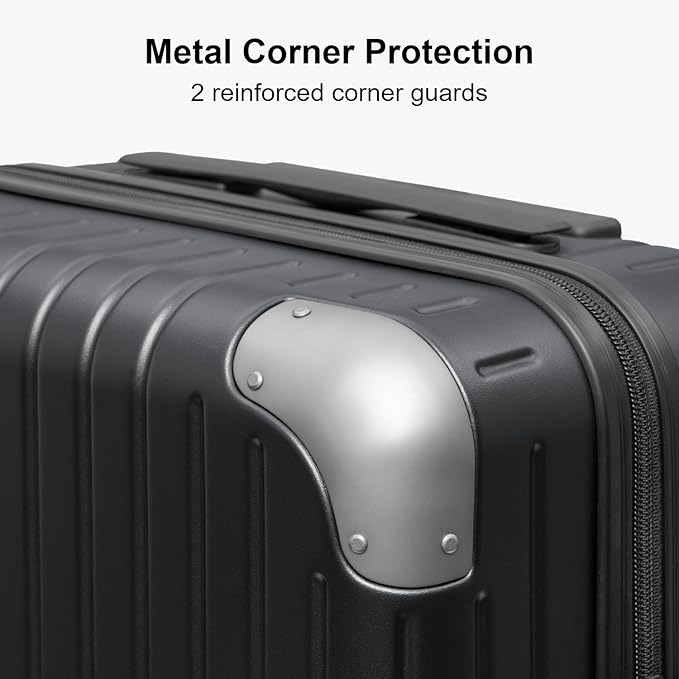 LEVEL8 Carry on Luggage Airline Approved, Hardshell Suitcases with Spinner Wheels, Lightweight PC Luggage, 20 inch, Black