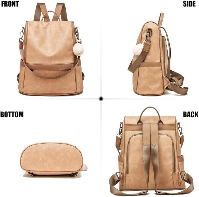 CHERUTY Women Backpack Purse PU Leather Anti-theft Casual Shoulder Bag Fashion Ladies Satchel Bags