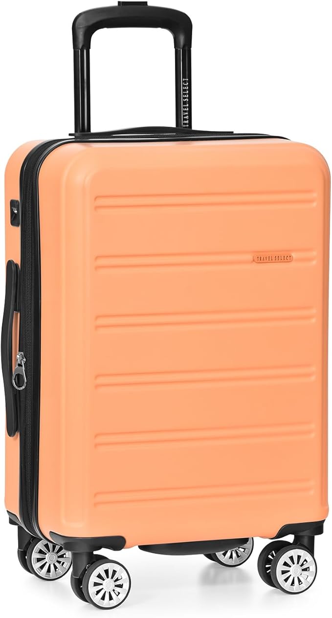 Travel Select Snowcreek Hardside Expandable Spinner w/USB Port, Tangerine, 21-Inch Carry-on