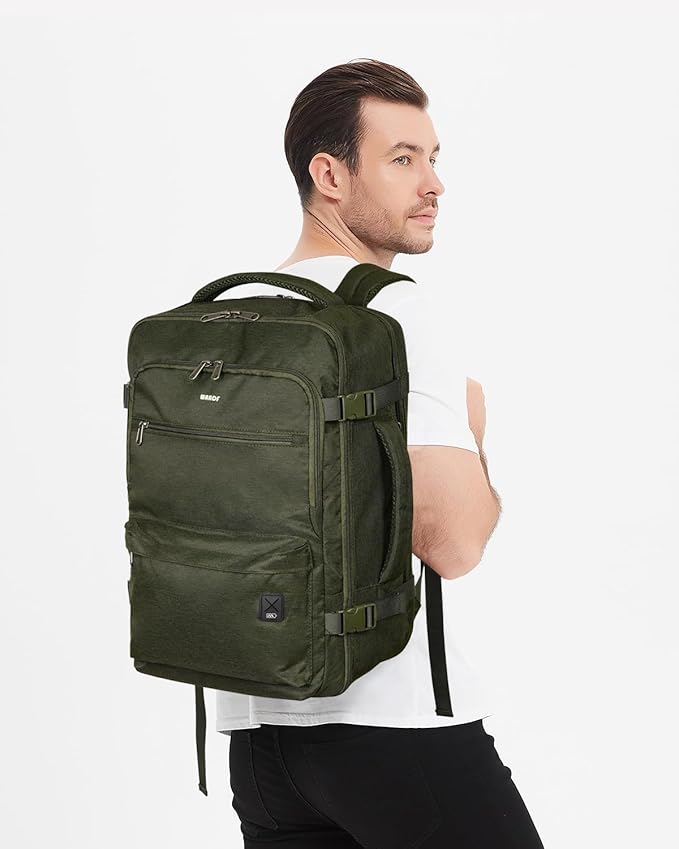 WANDF Travel Backpack For Spirit Airlines Personal Item Bag 18x14x8 with Wet Pocket, 17 Inch Laptop Backpack for Men Women（Dark Green）