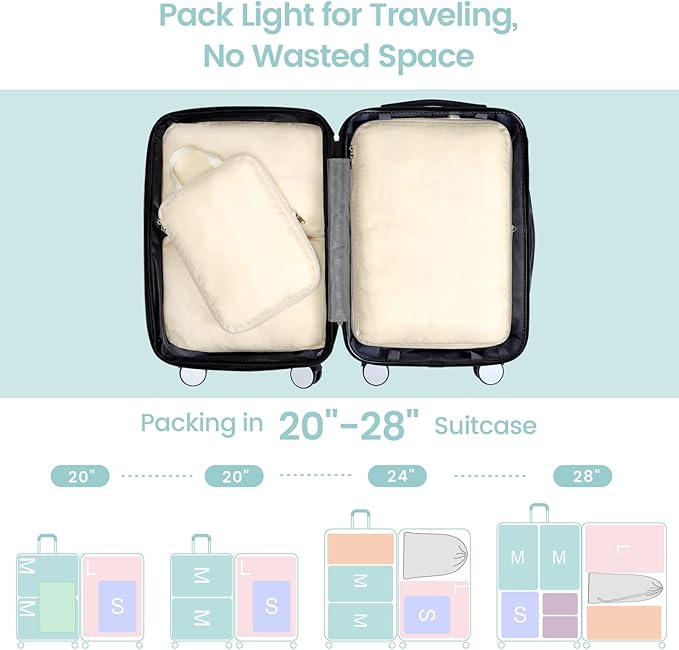 Cambond Compression Packing Cubes for Travel - Lightweight Expandable Travel Bags Luggage Organizers Travel Essentials Compression Cubes for Travel Space Saver for Carry on Suitcases Organizer
