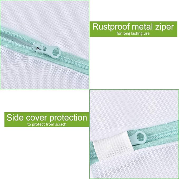 OTraki 2 Pack Extra Large Laundry Mesh Bag 43 x 35 Inch Mesh Laundry Bag Zippered Big Net Bag for Blanket Sweater Coat Bedding Sheet in Home Dorm Hotel Don't Drying, Melting 140-176℉, White