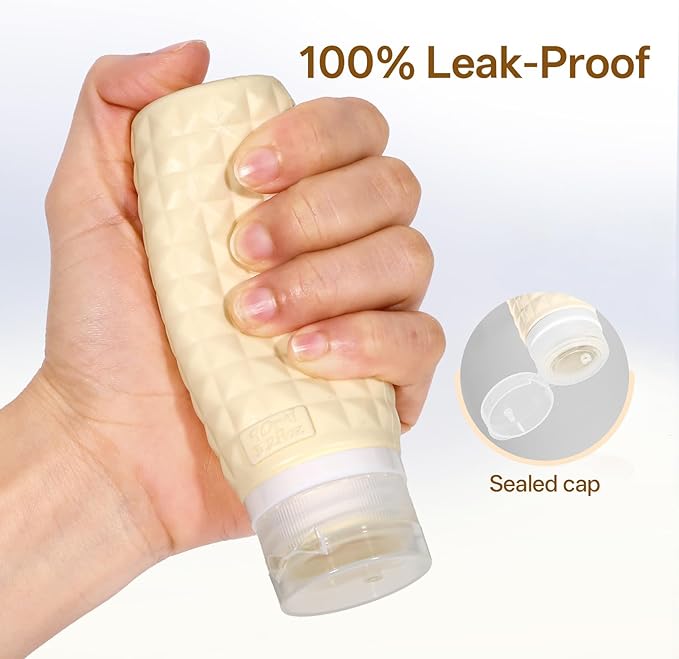 Travel Bottles for Toiletries, TSA Approved Travel Size Containers, Leak Proof Silicone Shampoo Bottles, Small Toiletry Containers with Clear Bag for Shampoo Conditioner Lotion