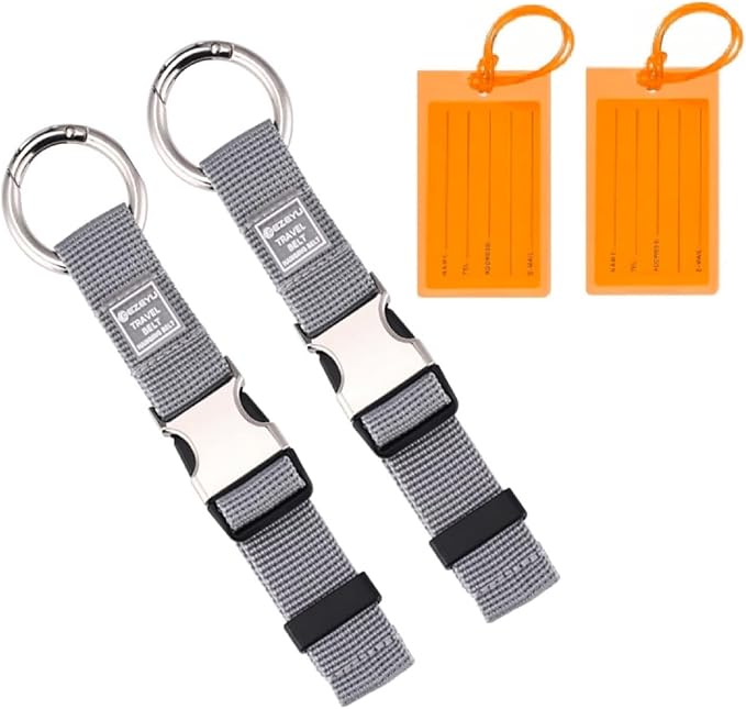2PCS Add a Bag Luggage Strap Jacket Gripper,Heavy Duty Luggage Straps Carry-on Baggage Suitcase Straps Belts Travel Accessories Carry Your Extra Bags (Grey)