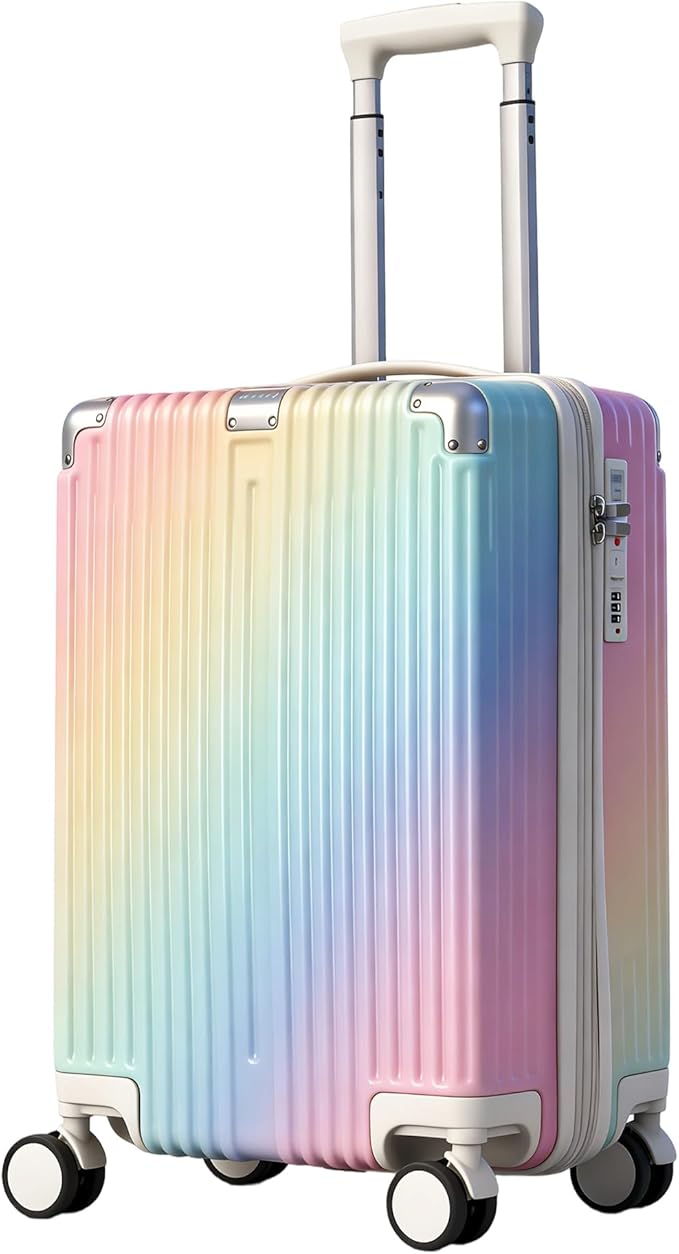 20 Inch Carry On Luggage with Spinner Wheels,PC Expandable Hard Shell Suitcase with USB Port,Lightweight Travel Luggage Airline Approved for Men Women (Colorful)