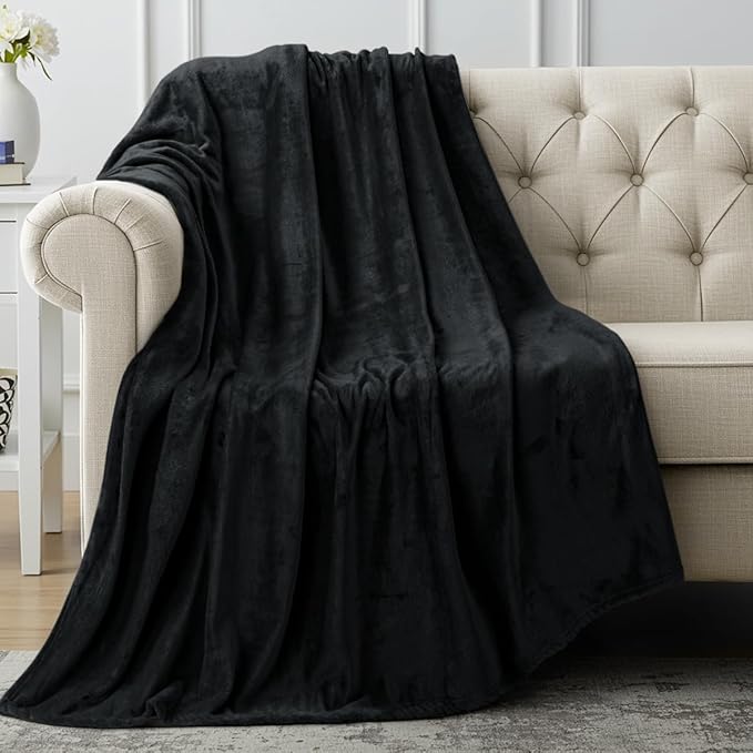 Utopia Bedding Fleece Blanket Throw Size Black 300 GSM Luxury Anti-Static Fuzzy Soft Microfiber Blanket for Couch, Sofa and Bed (50x60 Inch)