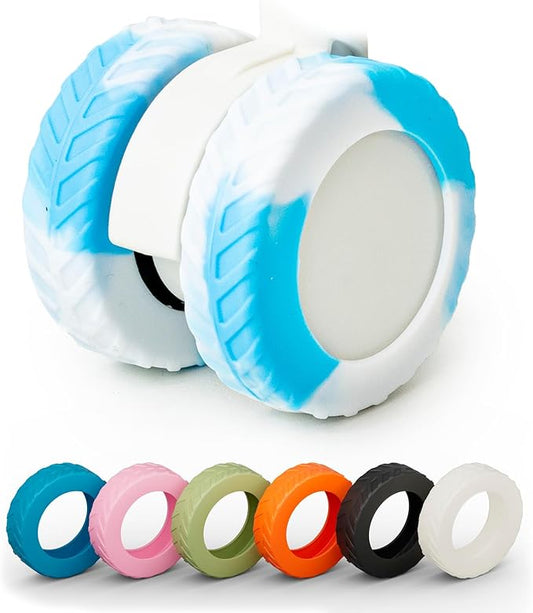Luggage Wheel Covers suitcase wheel covers Luggage Wheel Protector Covers for 2.1-2.4 inchs 8 Spinner Wheel Suitcases (8, bule and white)