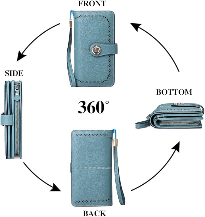 SENDEFN Wallets for Women Leather Credit Card Holder with RFID Blocking Large Capacity Wristlet | with RFID Blocking, Large Capacity, Wristlet, with RFID Blocking, Large Capacity, Wristlet
