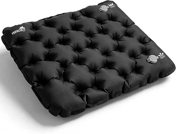 Inflatable Seat Cushion, Lightweight Camping Air Sitting Pad with Repair Cloths, Waterproof Air Cushion, Portable Air Seat Cushion for Climbing Hiking Office Airplane Car Stadium Seat