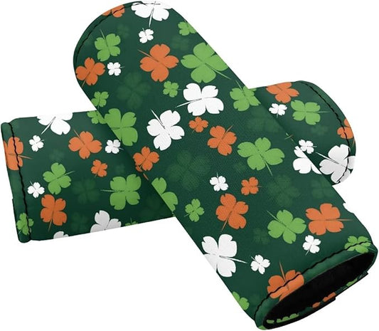 BIGCARJOB St. Patrick Luggage Handle Wraps Set for Suitcase,Set of 2 Pcs Cute Leave Print Luggage Tag Identifiers Marker Travel Accessories Suitcase Tags Identifiers Travel Bags