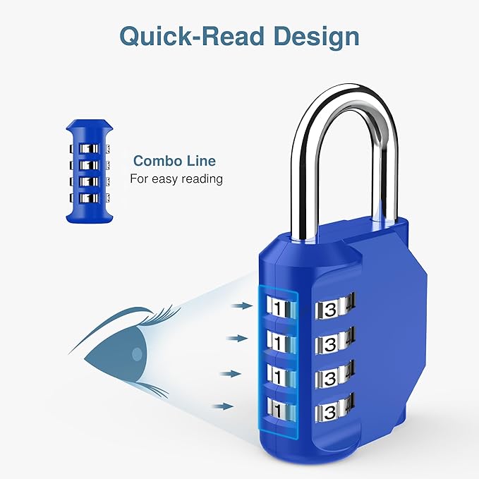 Puroma 2 Pack Combination Lock for Locker 4 Digit Outdoor Waterproof Padlock for School, Gym, Sports, Fence, Toolbox, Gate, Case, Outdoor, Hasp Storage, Cabinets (Blue & Black)