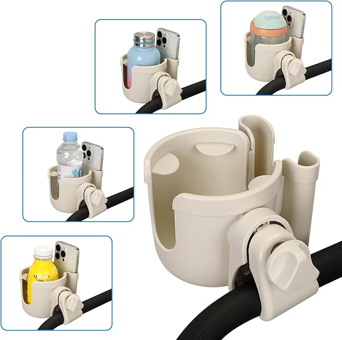Accmor Stroller Cup Holder with Phone Holder, Bike Cup Holder, Universal Cup Holder for Uppababy Nuna Doona Strollers, 2-in-1 Cup Phone Holder for Stroller Bike Wheelchair Walker Accessory