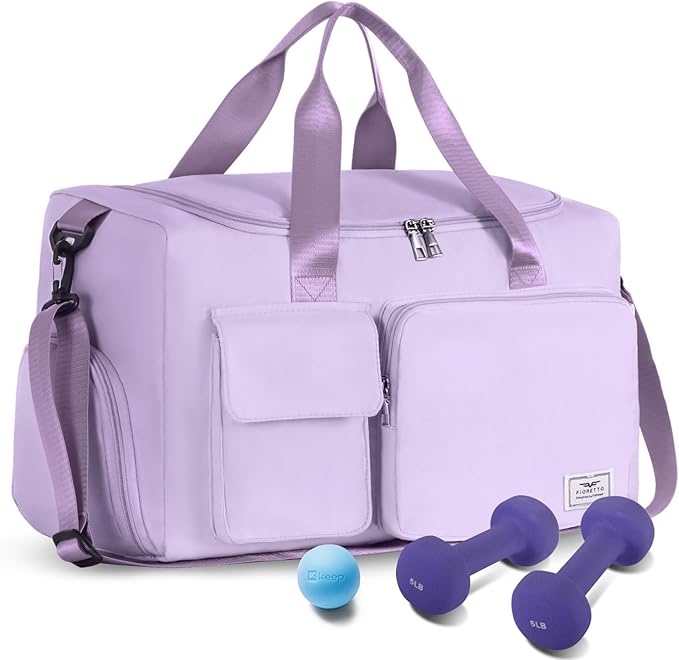 FIORETTO Women's Gym Duffle Bag with Shoes Compartment, 30L Capacity, Ideal for Travel, Gym, Sports, Duffel, Weekender