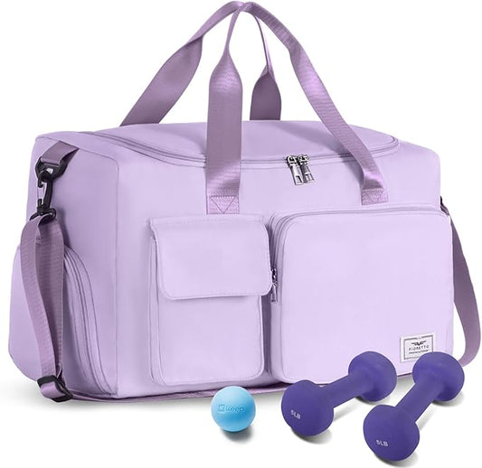 FIORETTO Women's Gym Duffle Bag with Shoes Compartment, 30L Capacity, Ideal for Travel, Gym, Sports, Duffel, Weekender
