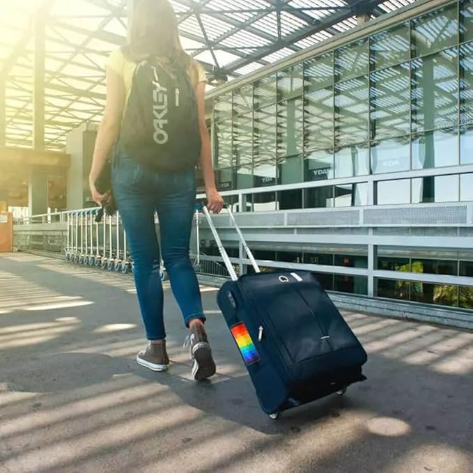 Luggage Handle Wrap for Suitcase-Printed Bright Neoprene Luggage Tags/Grips/Identifiers/Markers/Covers/Gripper for Suitcases Carry On Bags 5 Packs (Rainbow-5 Packs)