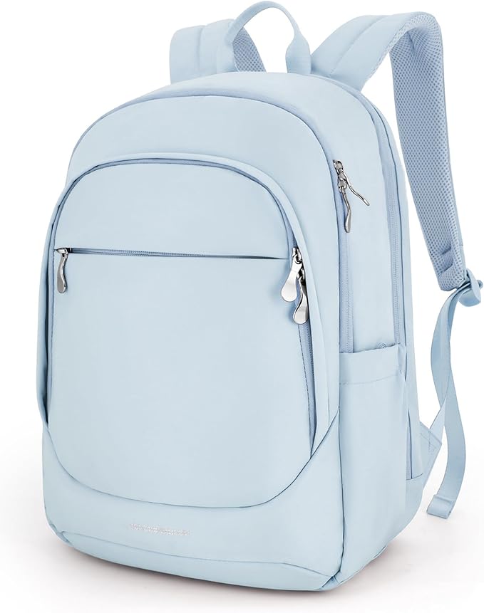 LIGHT FLIGHT Travel Laptop Backpack Women, 15.6 Inch Laptop Backpack with USB Charging Hole, Water Resistant College Bookbag, Black Computer Backpacks for Work,Light Blue