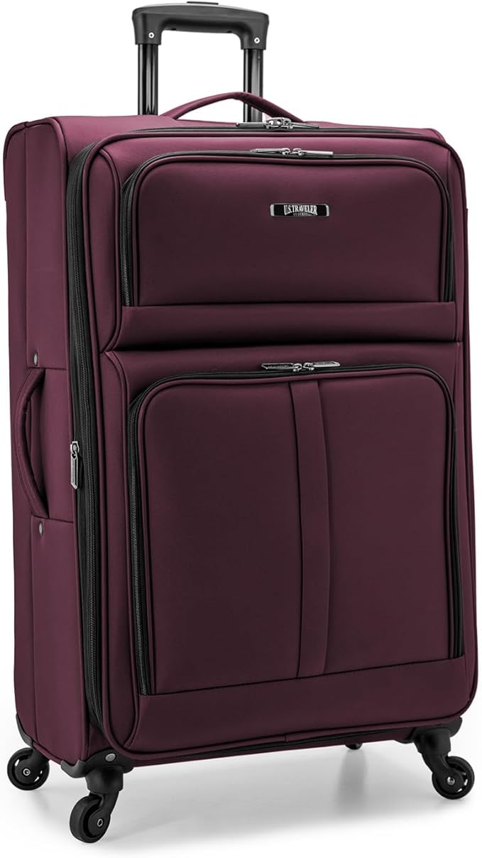 U.S. Traveler Anzio Softside Expandable Luggage with Spinner Wheels, Burgundy, 2-Piece Set (22/30)